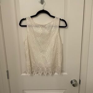 Alice + Olivia Cream Lace Sleeveless Blouse